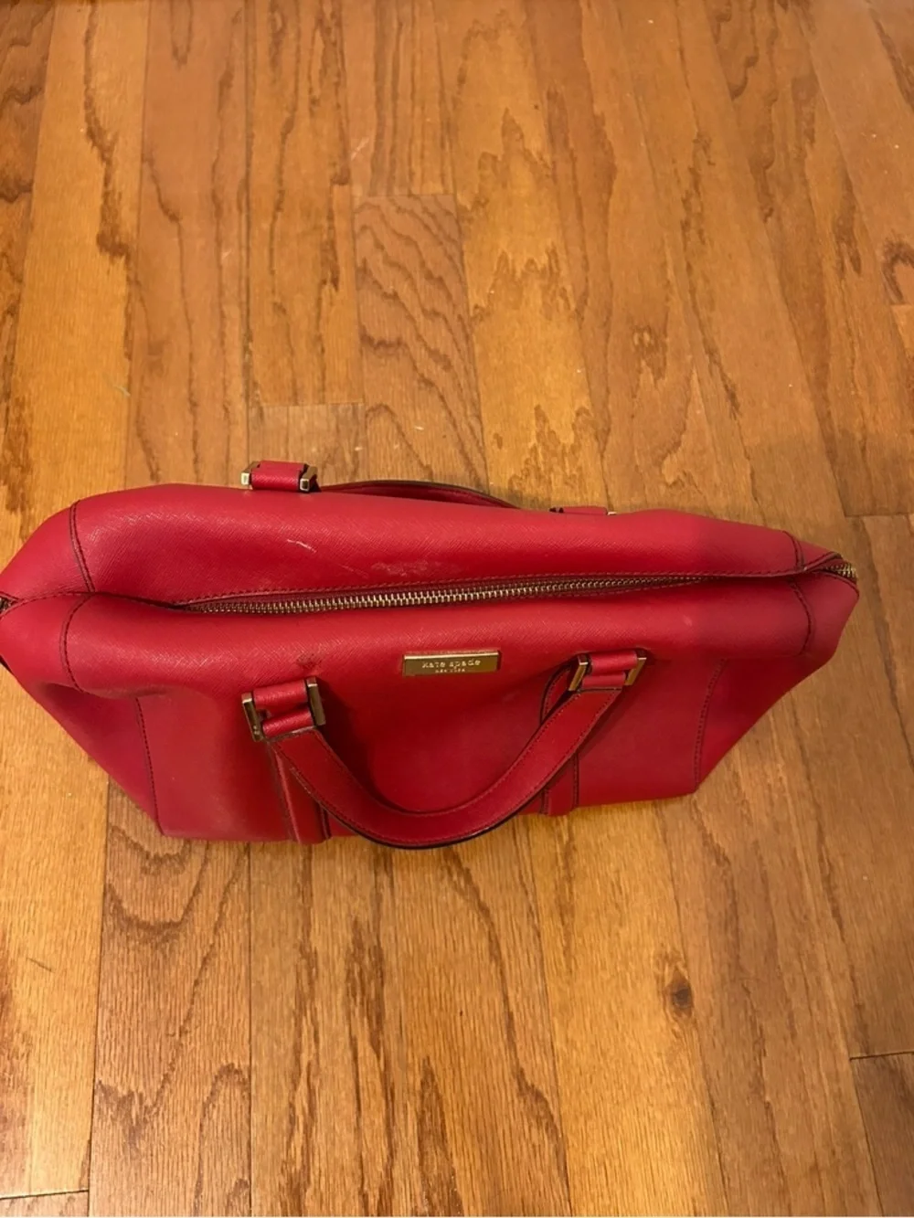 Kate Spade New York Red Saffiano Leather Satchel Top Handle Crossbody Bag